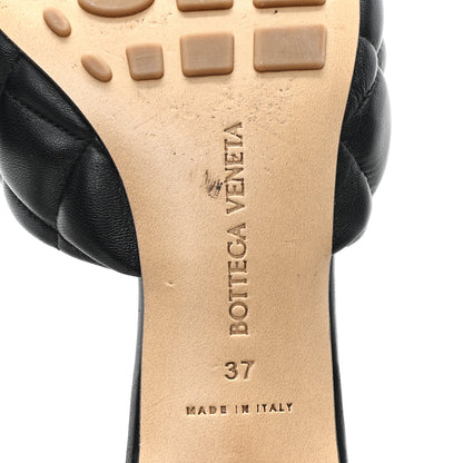 Bottega Veneta Nappa Matelasse Padded Mid Heel Mule Sandals 37 Black 7 of 9