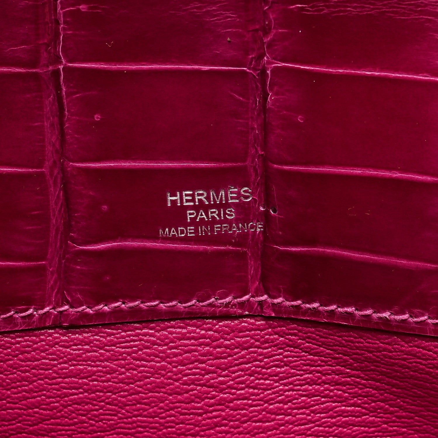 Hermes Shiny Niloticus Crocodile Kelly Cut Pochette Rose Scheherazade 6 of 9