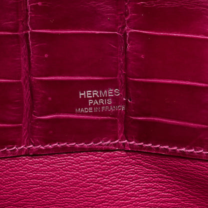 Hermes Shiny Niloticus Crocodile Kelly Cut Pochette Rose Scheherazade 6 of 9
