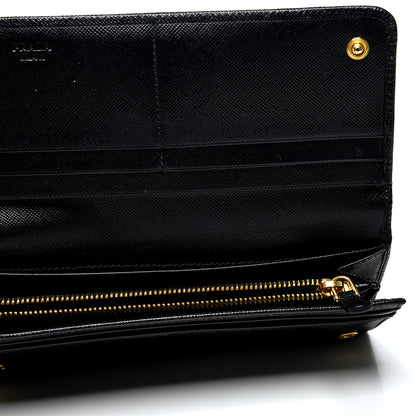 Prada Saffiano Bow Continental Wallet Nero Black 7 of 9