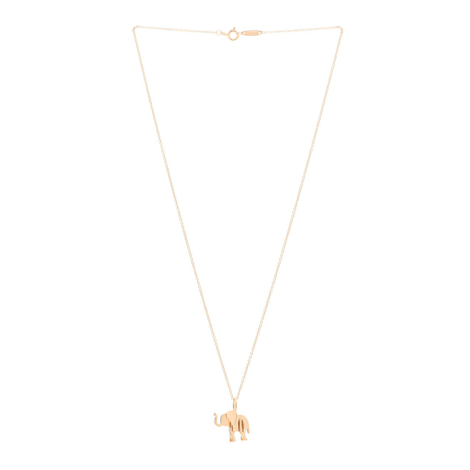 Tiffany 18K Rose Gold Mini Save The Wild Elephant Pendant Necklace 3 of 5