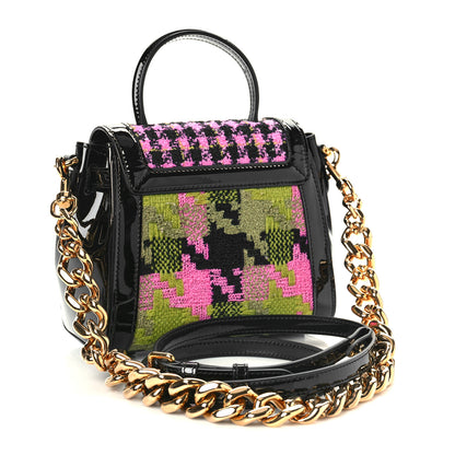 Versace Patent Calfskin Tweed Houndstooth Medusa Small Top Handle Handbag Multicolor 3 of 8