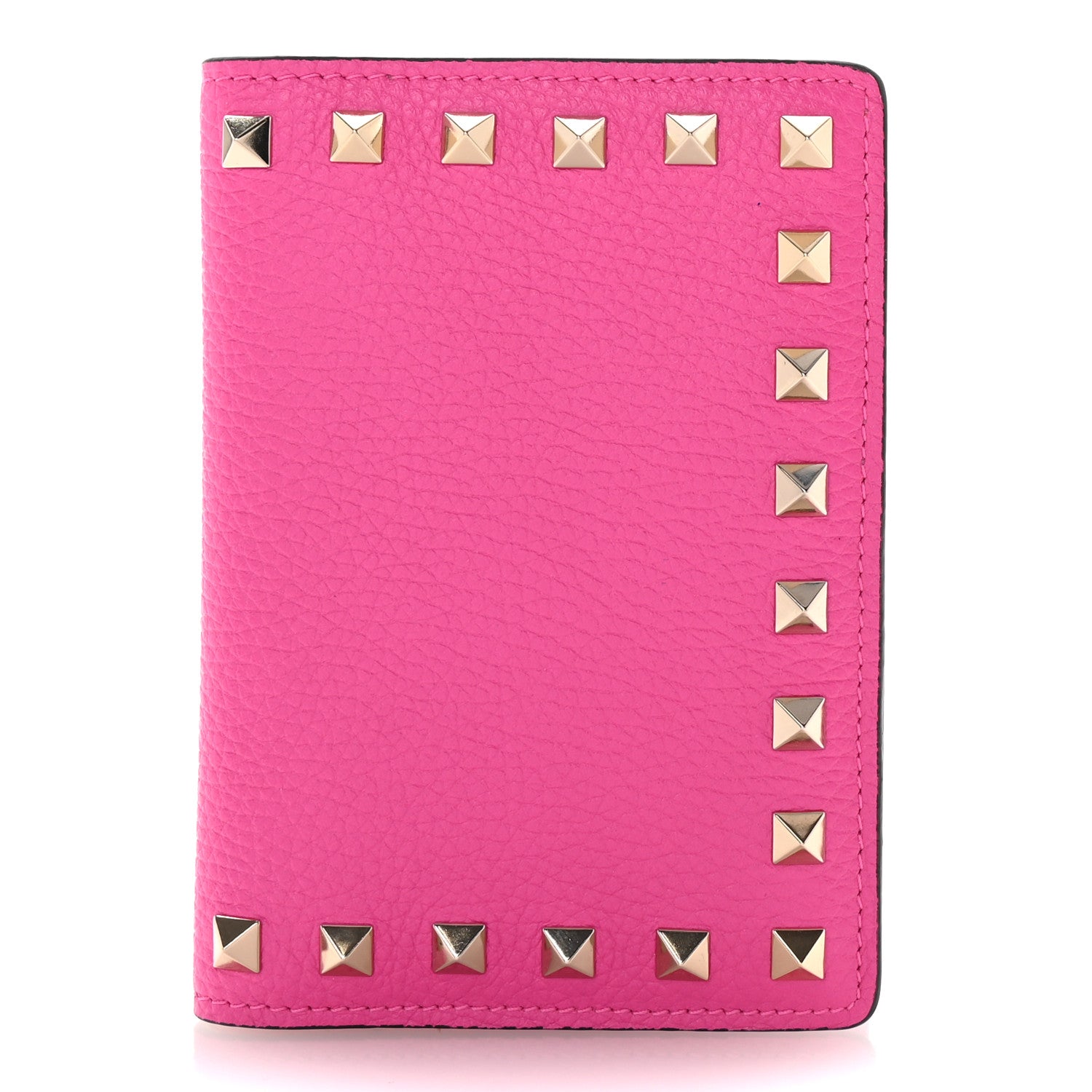Valentino Garavani Pebbled Calfskin Rockstud Passport Cover Pink PP 1 of 6