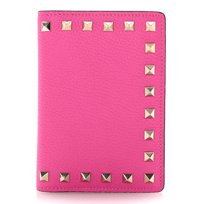 Valentino Garavani Pebbled Calfskin Rockstud Passport Cover Pink PP 1 of 6