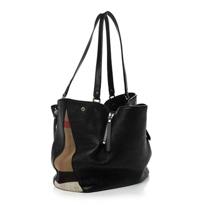Burberry Grainy Calfskin House Check Medium Maidstone Black 3 of 18
