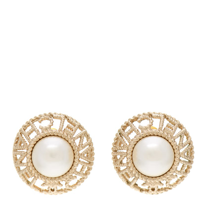Chanel Pearl CC Round Rope Logo Earrings Gold 1 of 6