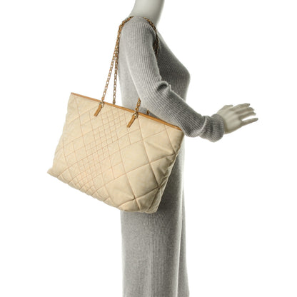 Fendi Canvas Quilted FF Chain Roll Tote Ivory 2 of 7