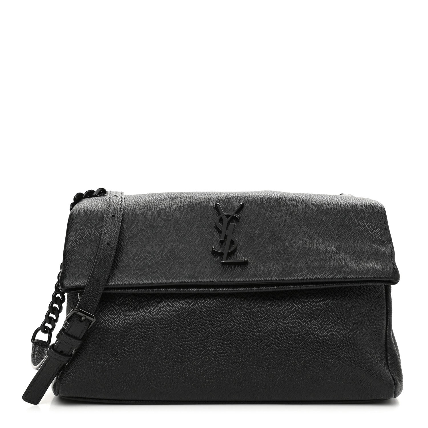 Saint Laurent Grain De Poudre Medium West Hollywood Monogram Fold-Over Black 1 of 10
