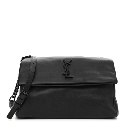 Saint Laurent Grain De Poudre Medium West Hollywood Monogram Fold-Over Black 1 of 10
