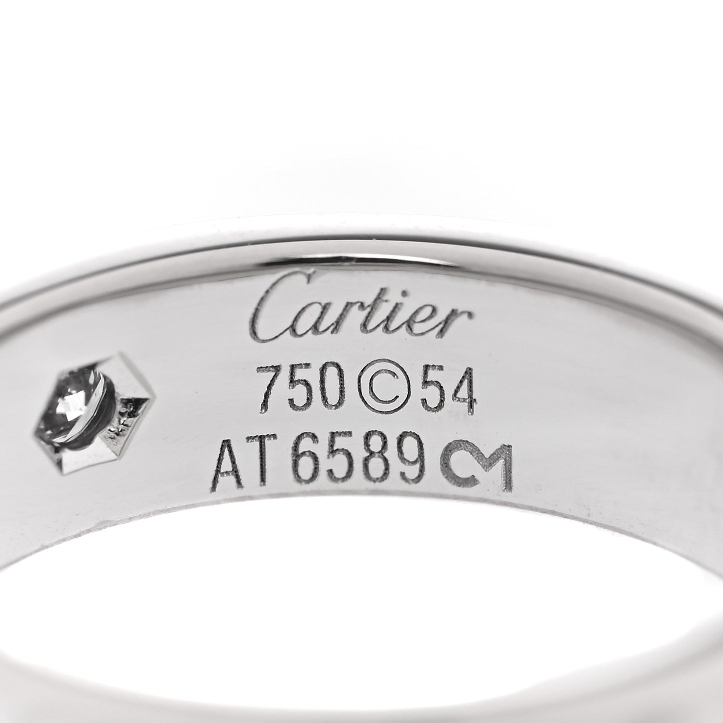 18K White Gold 3 Diamond 5.5mm LOVE Ring 54 6.75