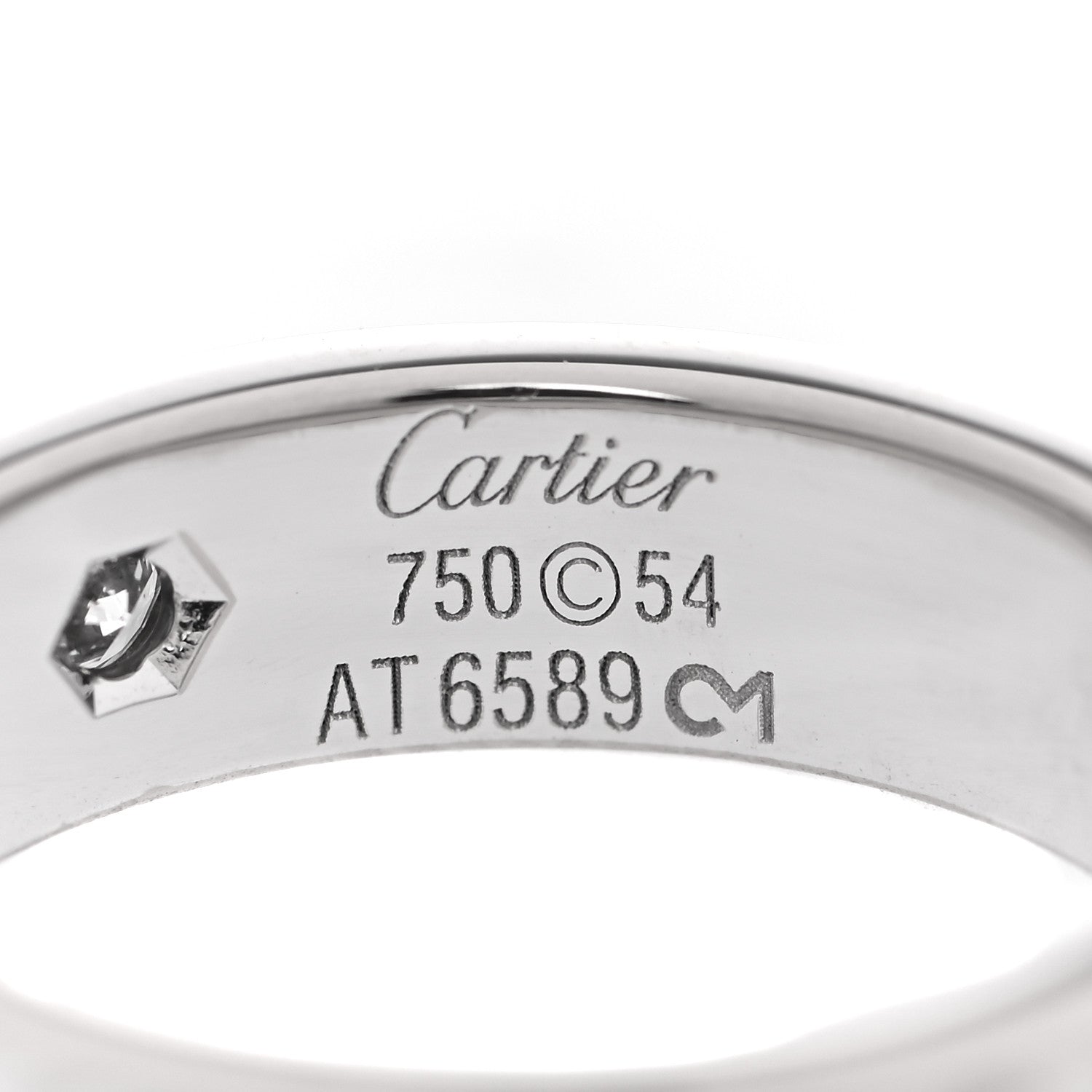 Cartier 18K White Gold 3 Diamond 5.5mm LOVE Ring 54 6.75 4 of 4