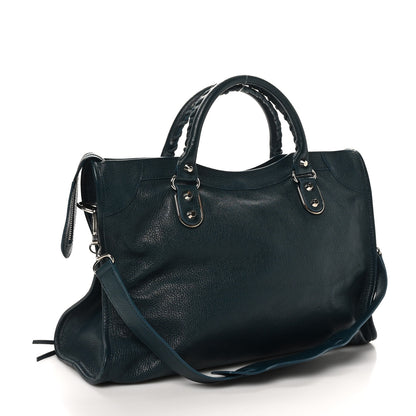 Balenciaga Chevre Gold Metallic Edge Hardware City Bleu Paon 4 of 11