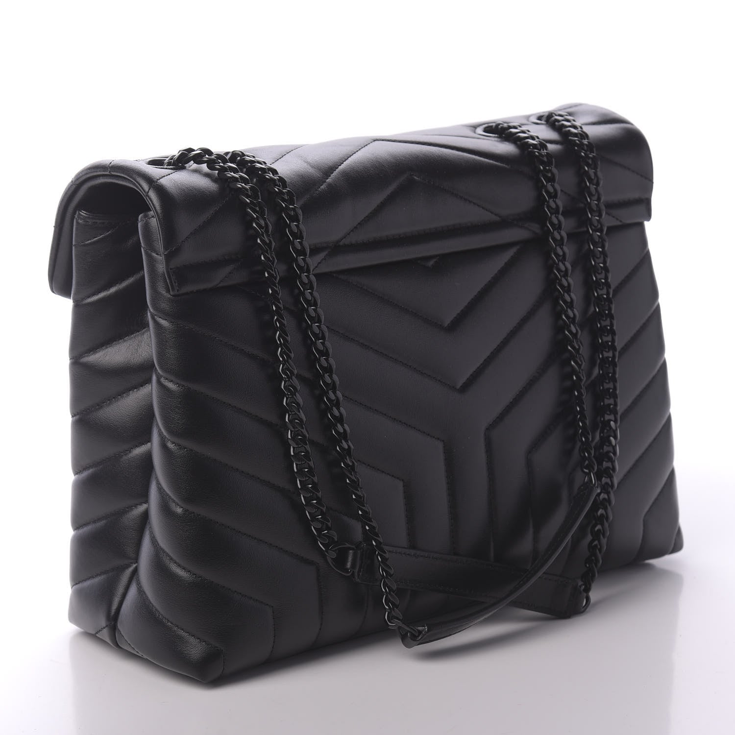 Saint Laurent Calfskin Y Quilted Monogram Medium Loulou Chain Satchel Black 3 of 9