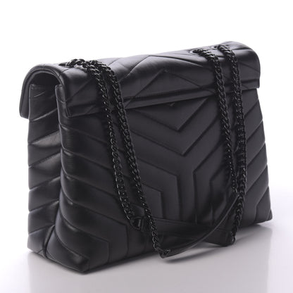Saint Laurent Calfskin Y Quilted Monogram Medium Loulou Chain Satchel Black 3 of 9