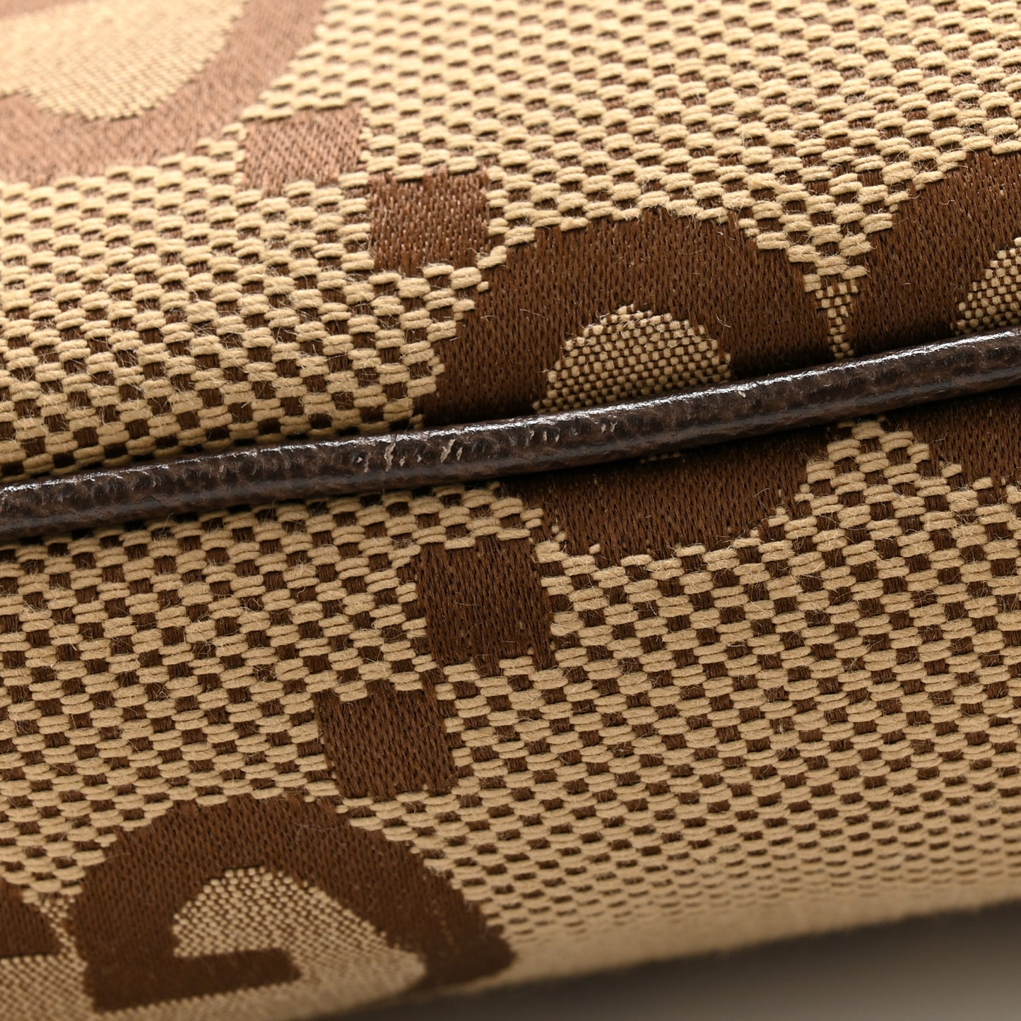 Monogram Jumbo GG Textured Dollar Calfskin Web Belt Bag Camel Ebony New Acero