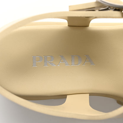Prada Foam Rubber Metal Triangle Logo Monolith 55mm Cage Sandals 41 Quarzo 6 of 9