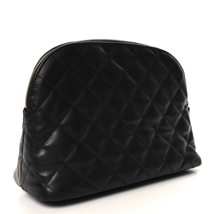 Saint Laurent Calfskin Quilted Embroidered Cassandre Large Cosmetic Pouch Black 3 of 7