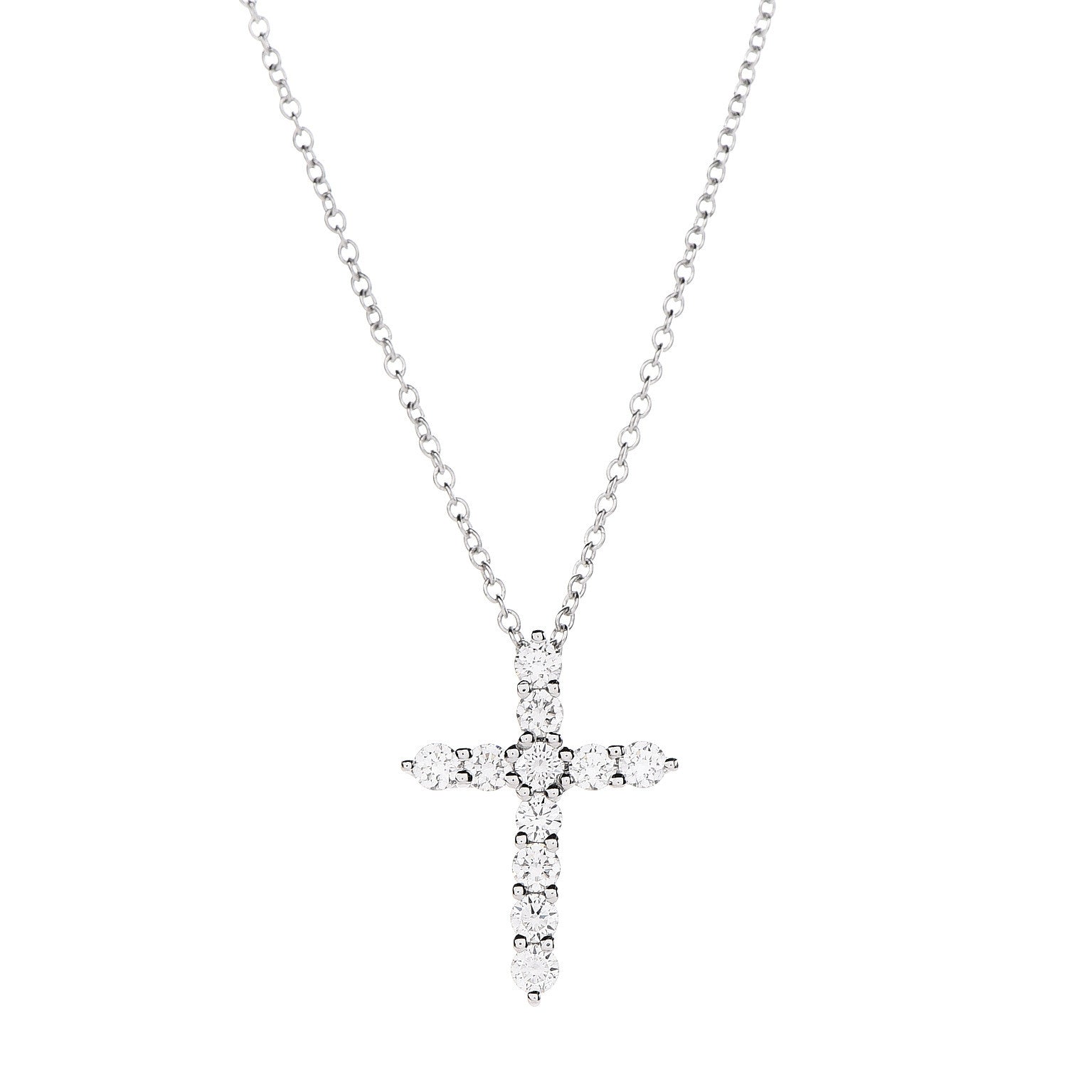 Tiffany Platinum Diamond Small Cross Pendant Necklace 7 of 8
