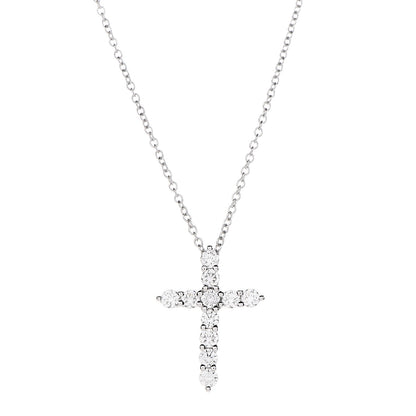 Tiffany Platinum Diamond Small Cross Pendant Necklace 7 of 8