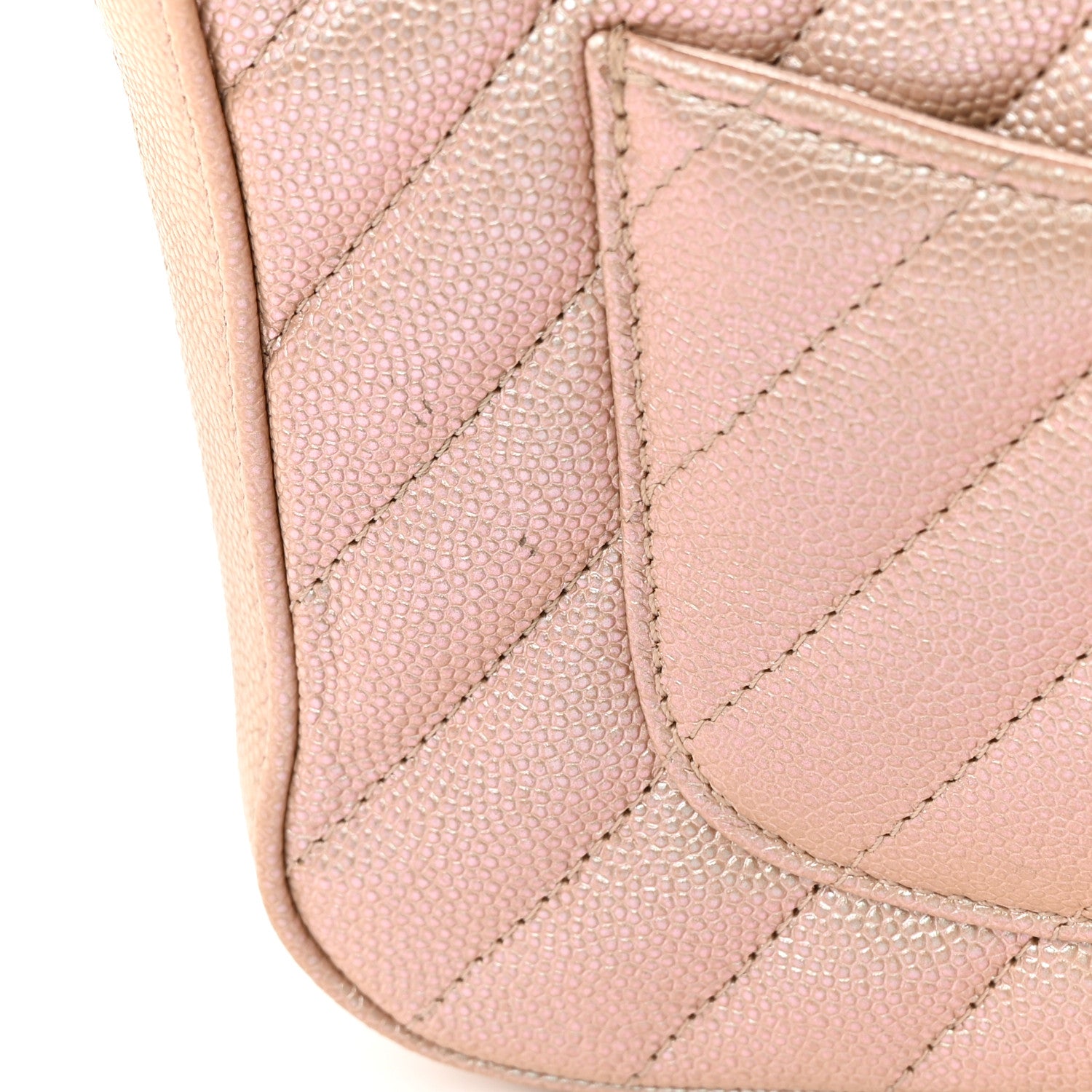 Chanel Iridescent Caviar Chevron Quilted Mini Rectangular Flap Light Gold 14 of 16