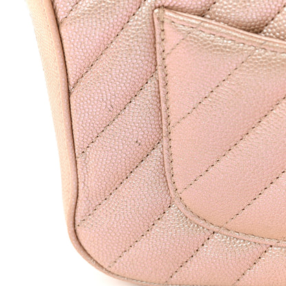Chanel Iridescent Caviar Chevron Quilted Mini Rectangular Flap Light Gold 14 of 16