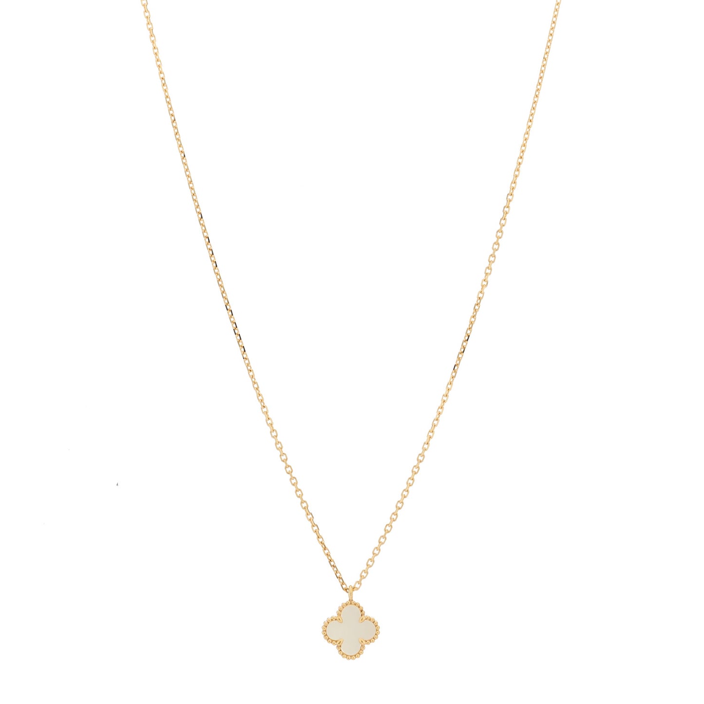 18K Yellow Gold Mother of Pearl Sweet Alhambra Pendant Necklace