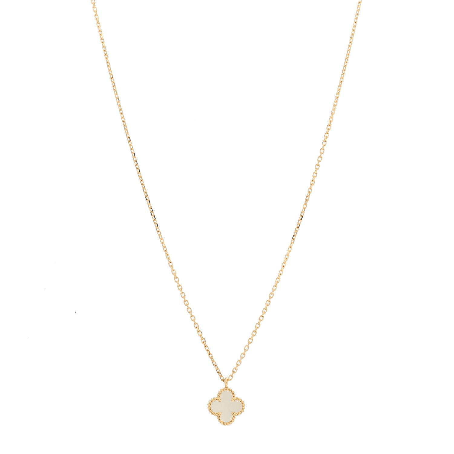 Van Cleef & Arpels 18K Yellow Gold Mother of Pearl Sweet Alhambra Pendant Necklace 1 of 6