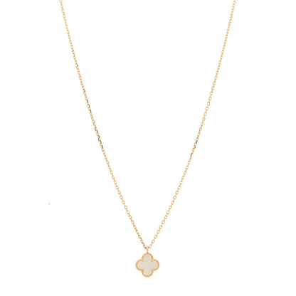 Van Cleef & Arpels 18K Yellow Gold Mother of Pearl Sweet Alhambra Pendant Necklace 1 of 6