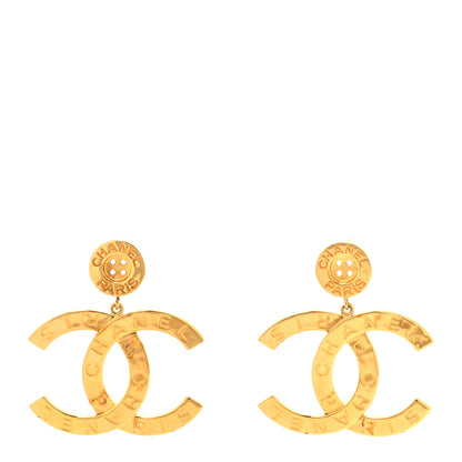 Chanel Metal Large Paris Button Earrings Gold 1 of 5