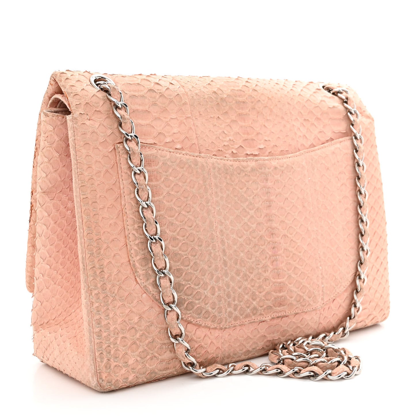 Snakeskin Maxi Double Flap Pink