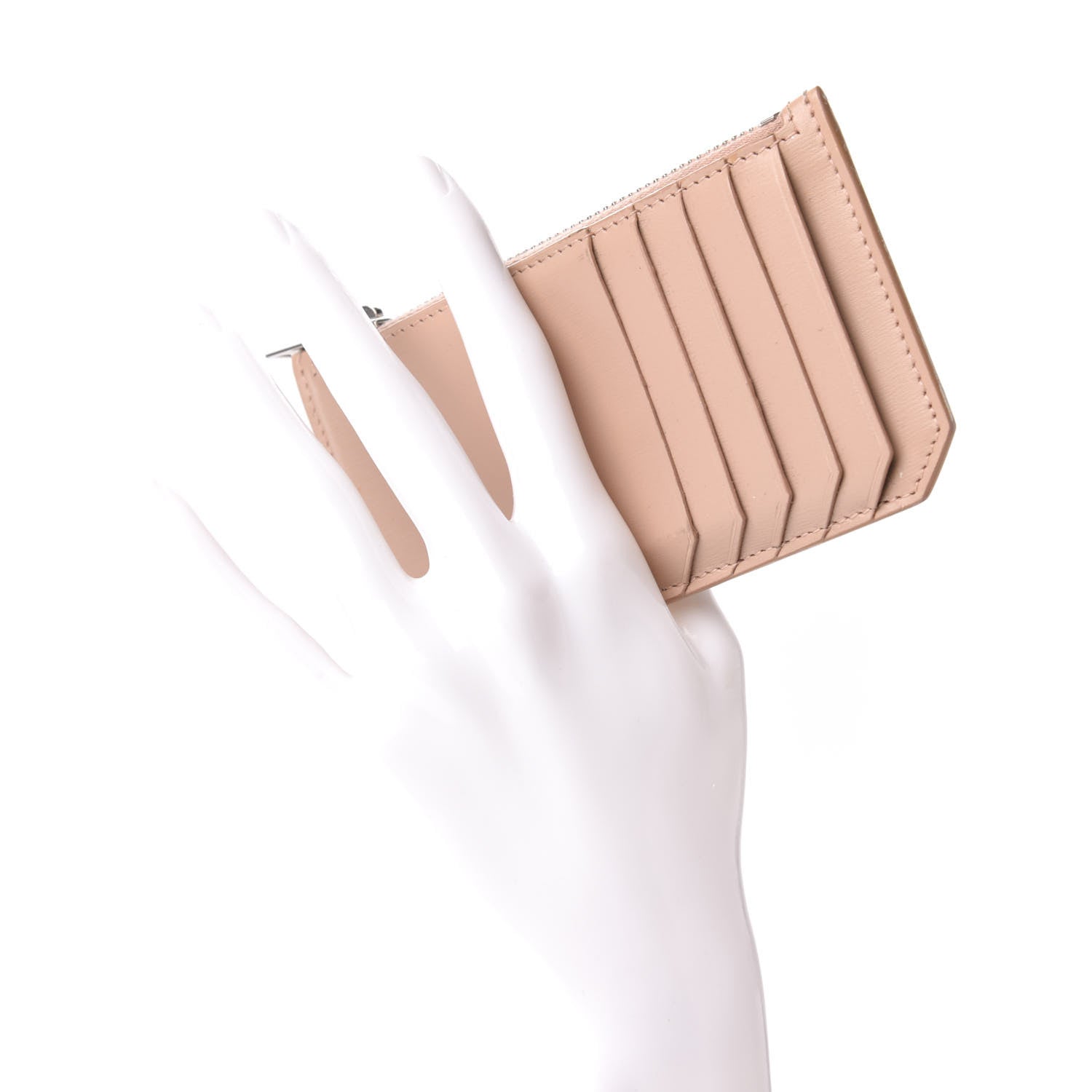 Saint Laurent Calfskin 5 Fragments Zip Pouch Card Holder Nude Powder 2 of 7