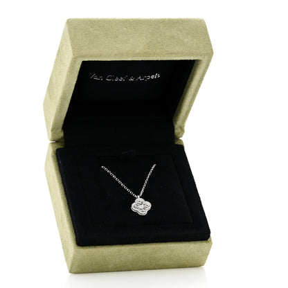 Van Cleef & Arpels 18K White Gold Diamond Sweet Alhambra Pendant Necklace 6 of 6