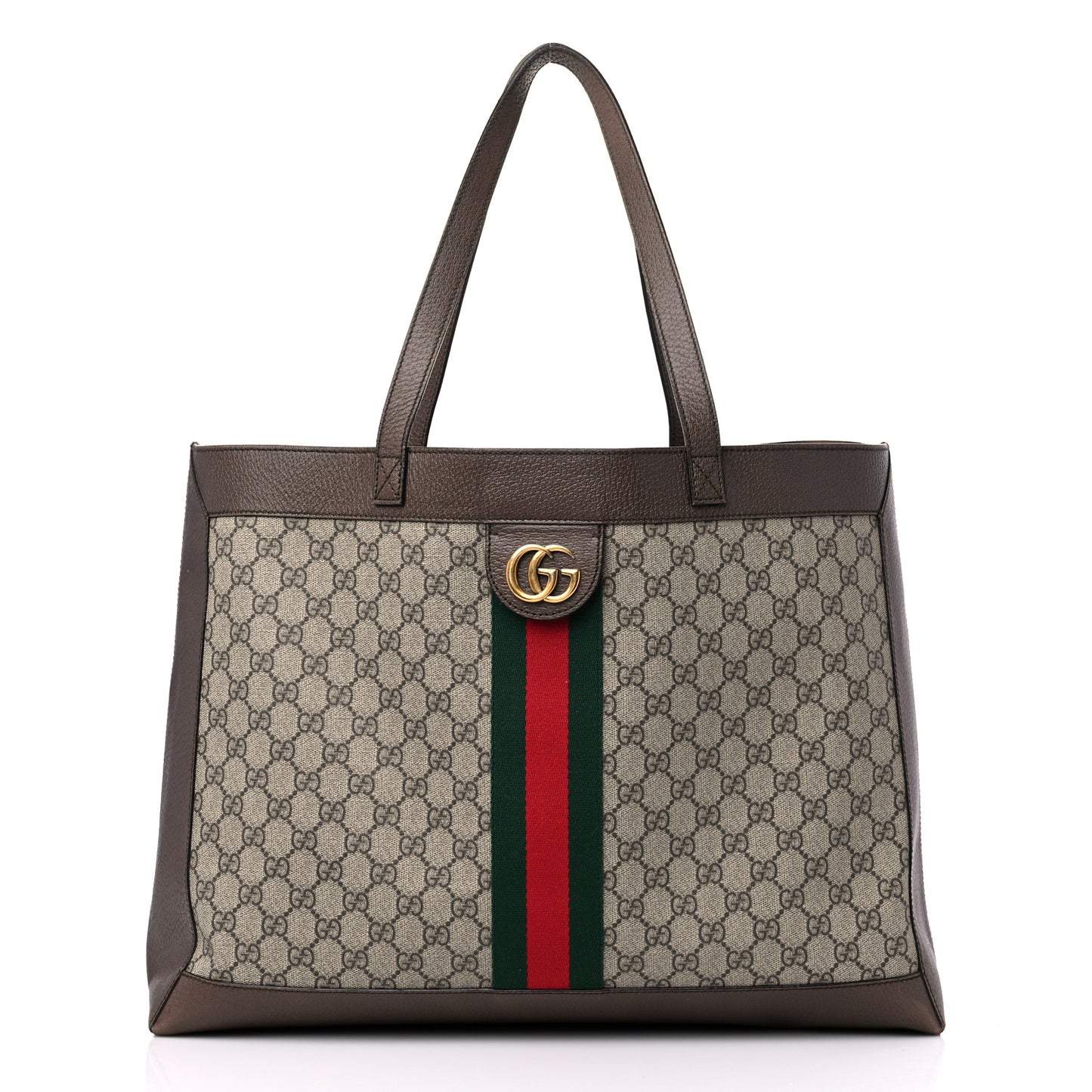 GG Supreme Monogram Web Ophidia Tote Brown