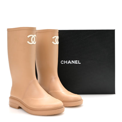 Chanel Caoutchouk CC High Boots 38 Beige 9 of 9