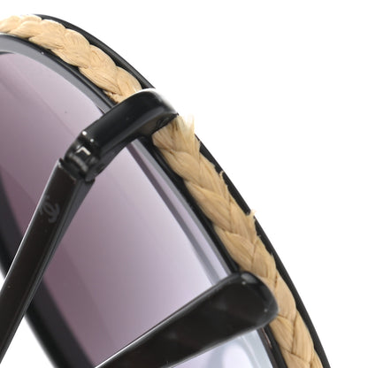 Chanel Metal Raffia Braided Round Sunglasses 4250 Black 11 of 13