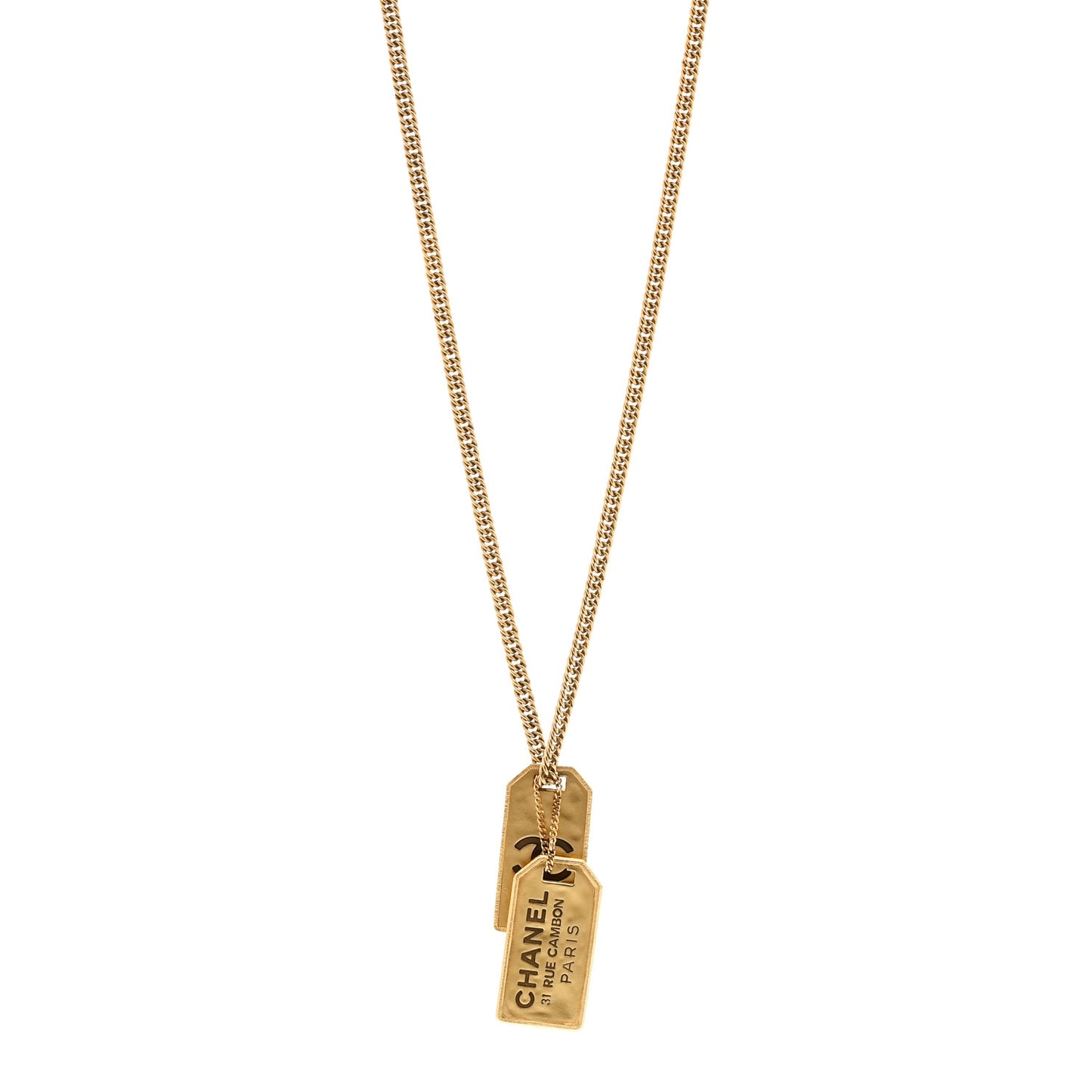 ID Dog Tag Charm Necklace Gold