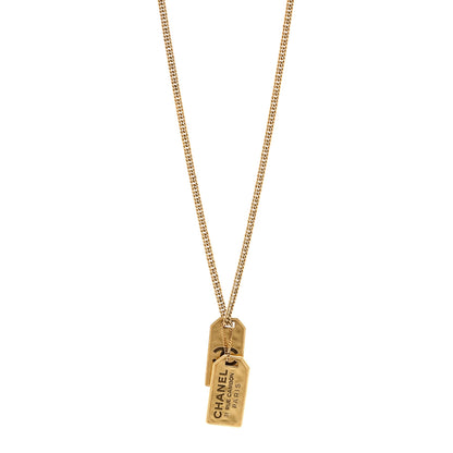 Chanel ID Dog Tag Charm Necklace Gold 1 of 5