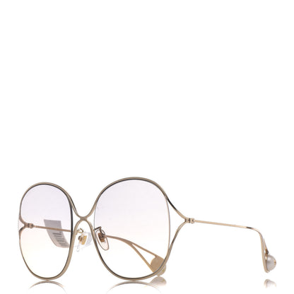Gucci Oversized Round GG0362S Sunglasses Gold 1 of 8