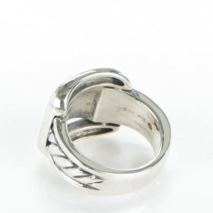 David Yurman Sterling Silver Diamond Buckle Ring 53 6.5 3 of 4