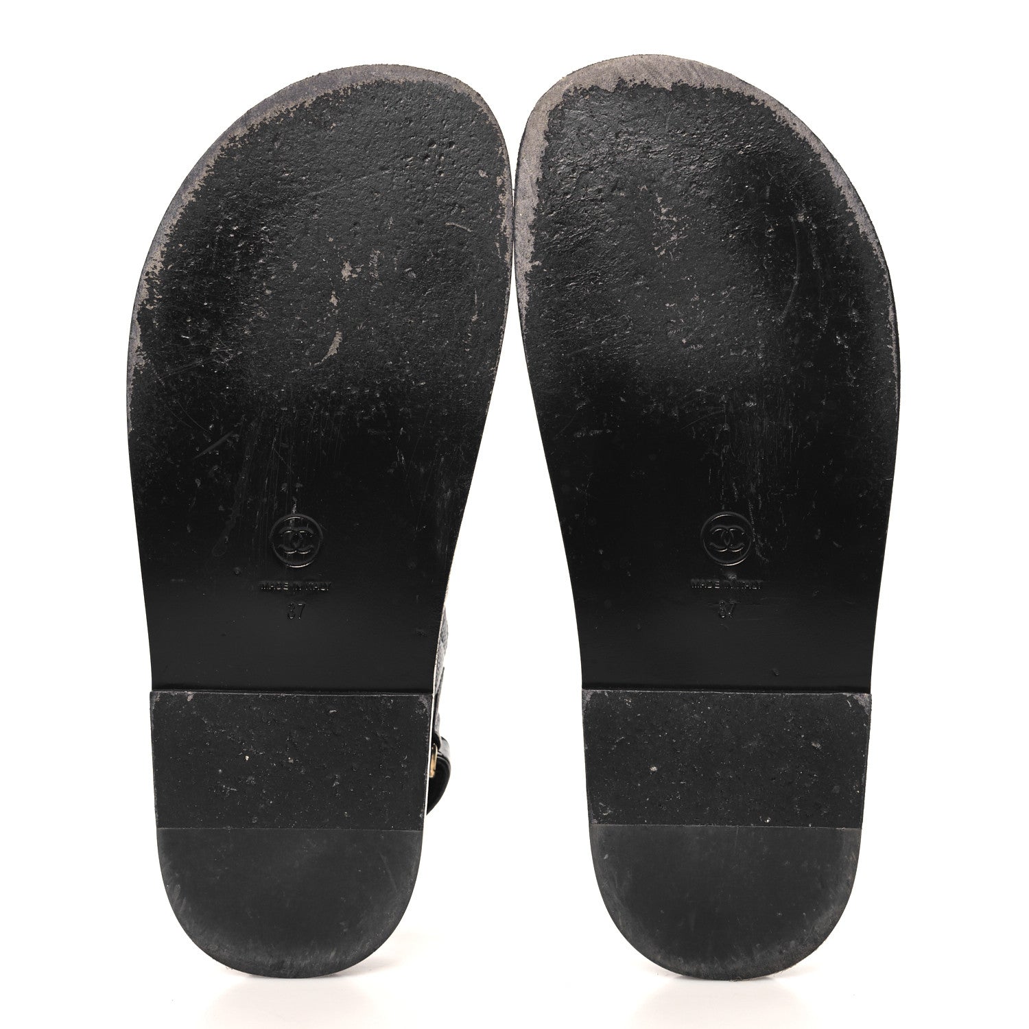 Chanel Grained Calfskin Velcro Dad Sandals 37 Black 6 of 10