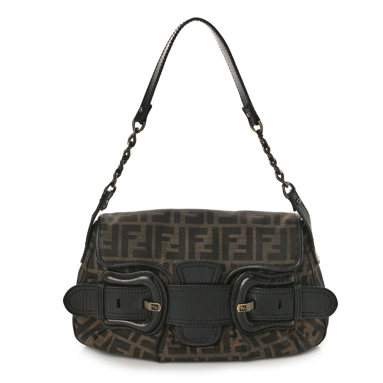 Fendi Zucca B Bis Flap Bag Tobacco Castagna 1 of 15