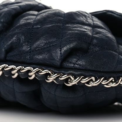 Chanel Washed Lambskin Quilted Medium Chain Around Messenger Navy Blue 9 of 9