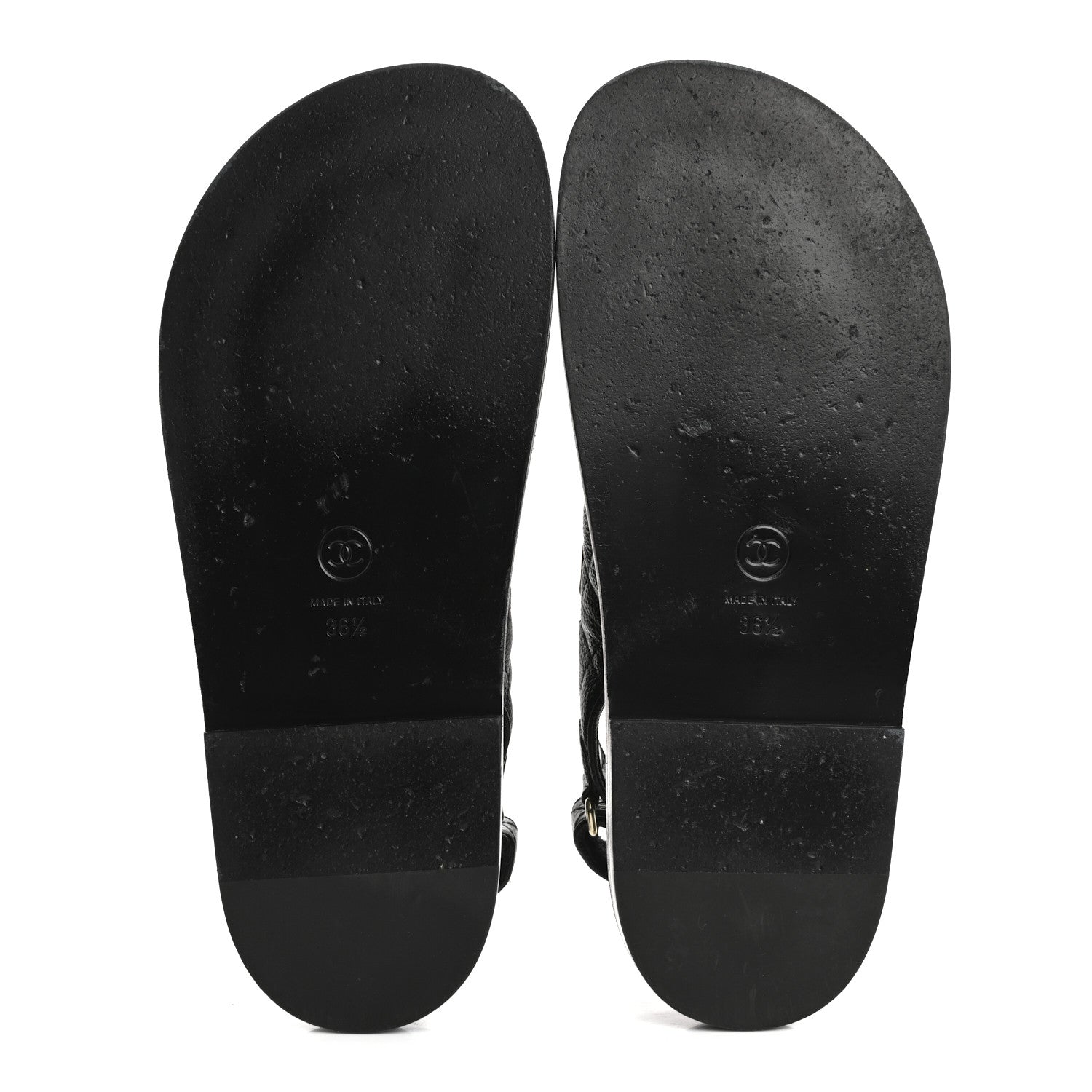 Chanel Grained Calfskin Velcro Dad Sandals 36.5 Black 6 of 11