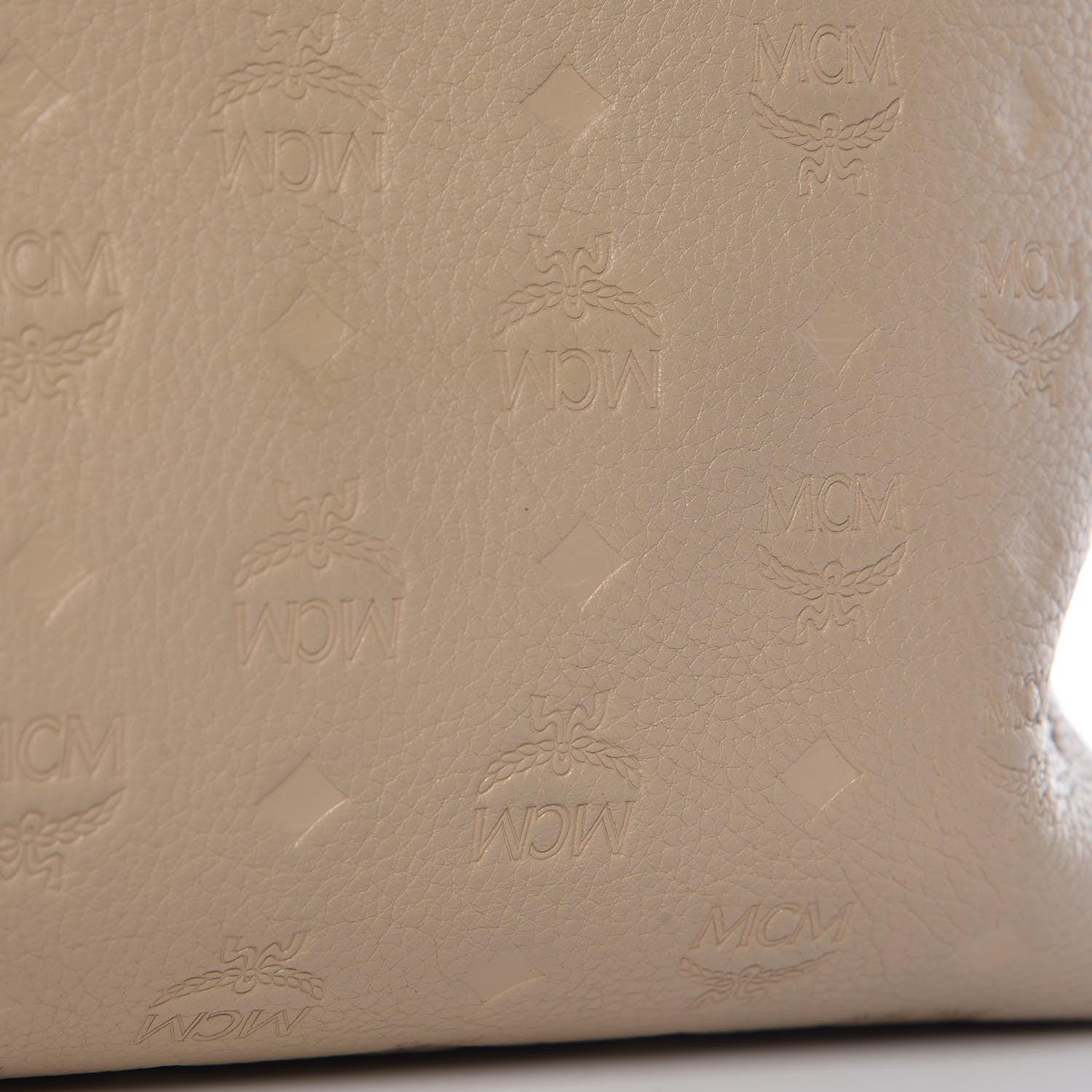 MCM Calfskin Ottomar Monogram Medium Klara Top Zip Tote New Beige 11 of 11