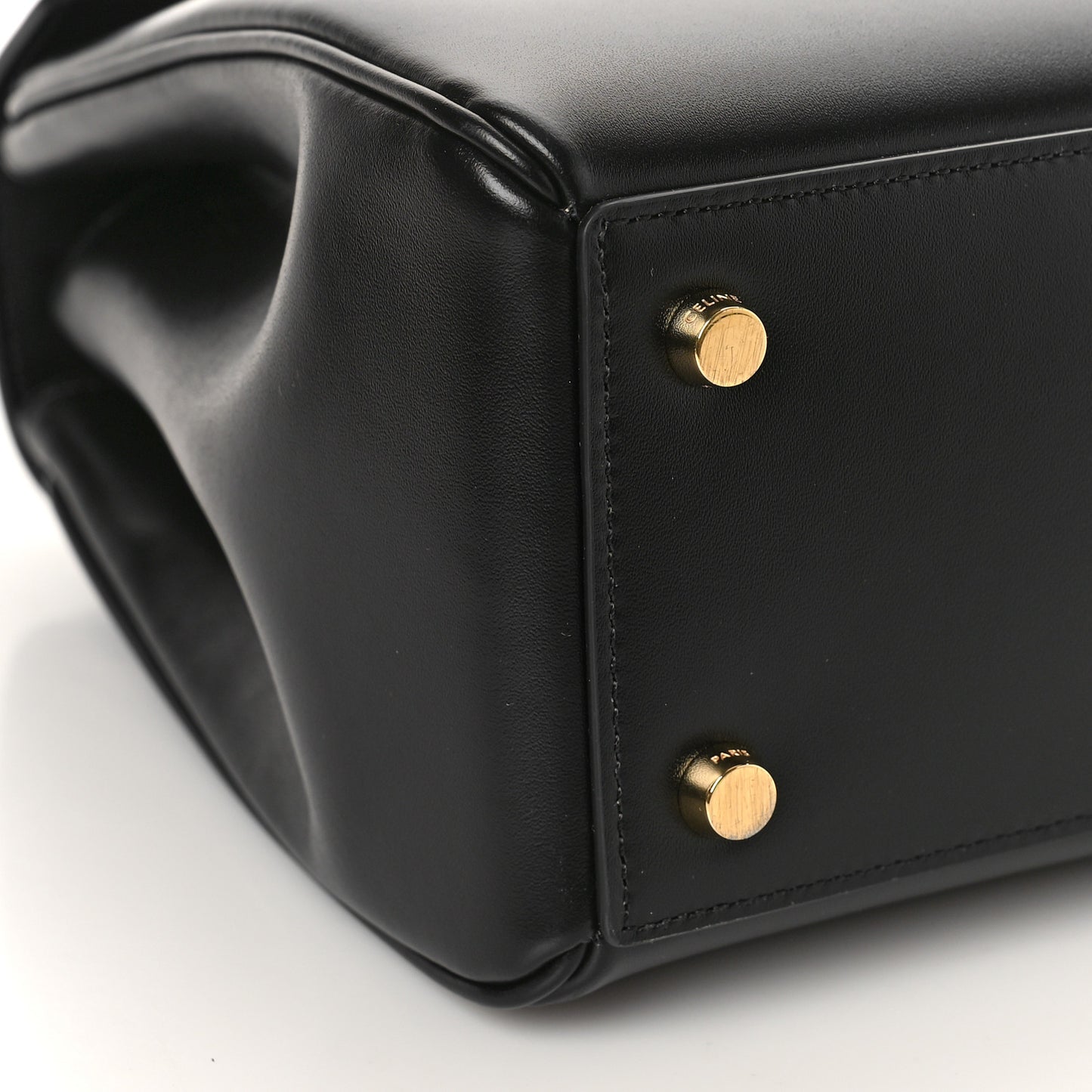 Satinated Calfskin Small 16 Top Handle Bag Black
