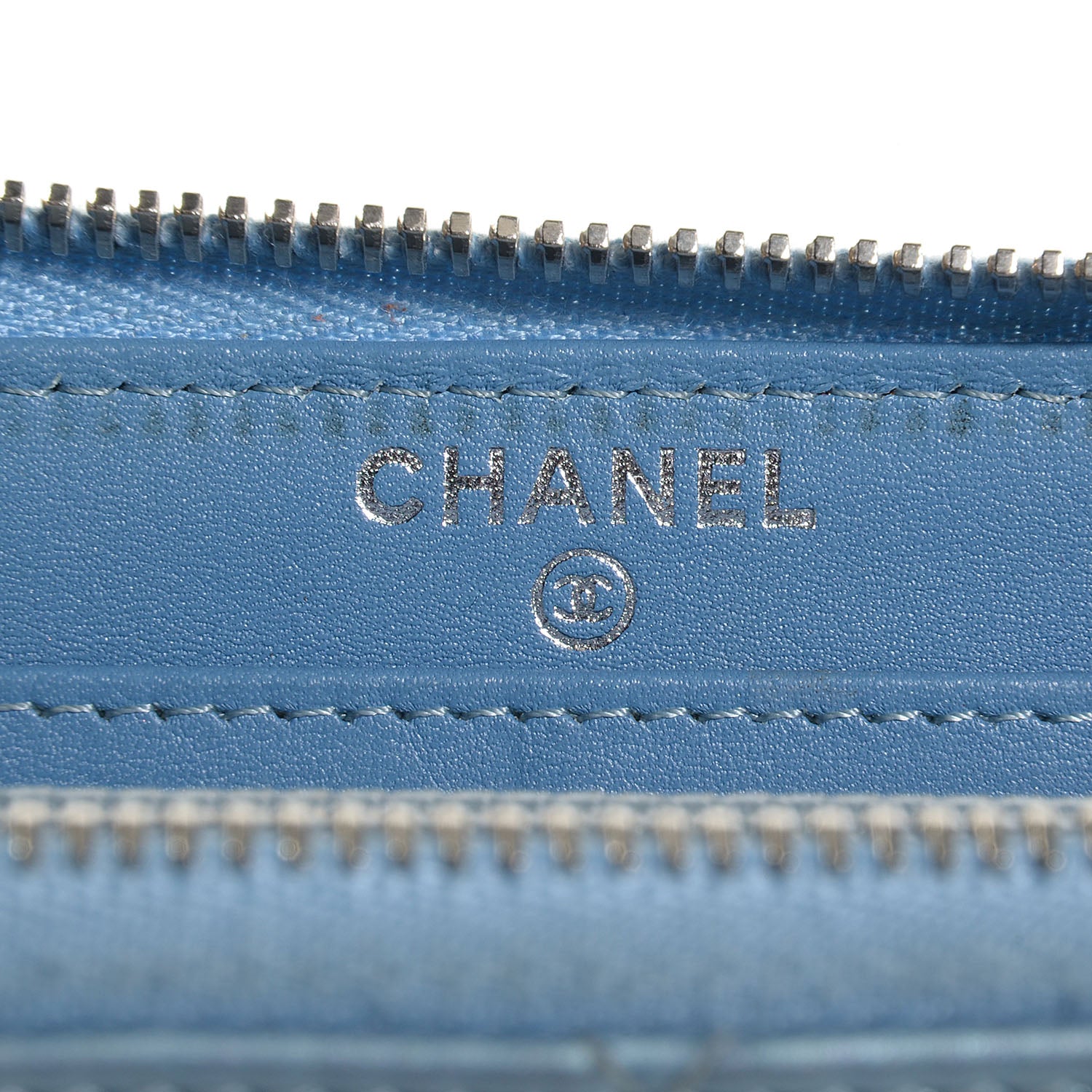 Chanel Patent Quilted Zip Wallet Light Blue 6 of 9
