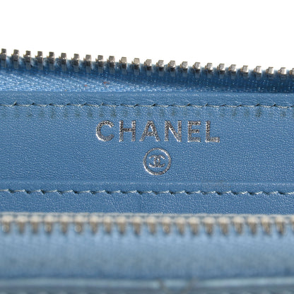 Chanel Patent Quilted Zip Wallet Light Blue 6 of 9