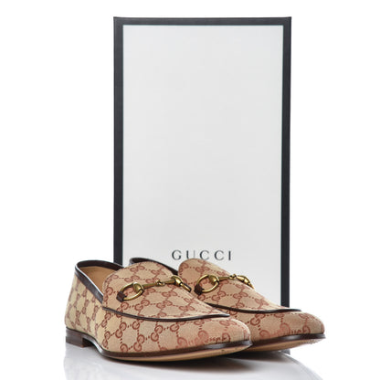 Gucci Canvas GG Monogram Horsebit Mens Jordaan Loafers 10 Beige Ruggine Light Brown 9 of 9