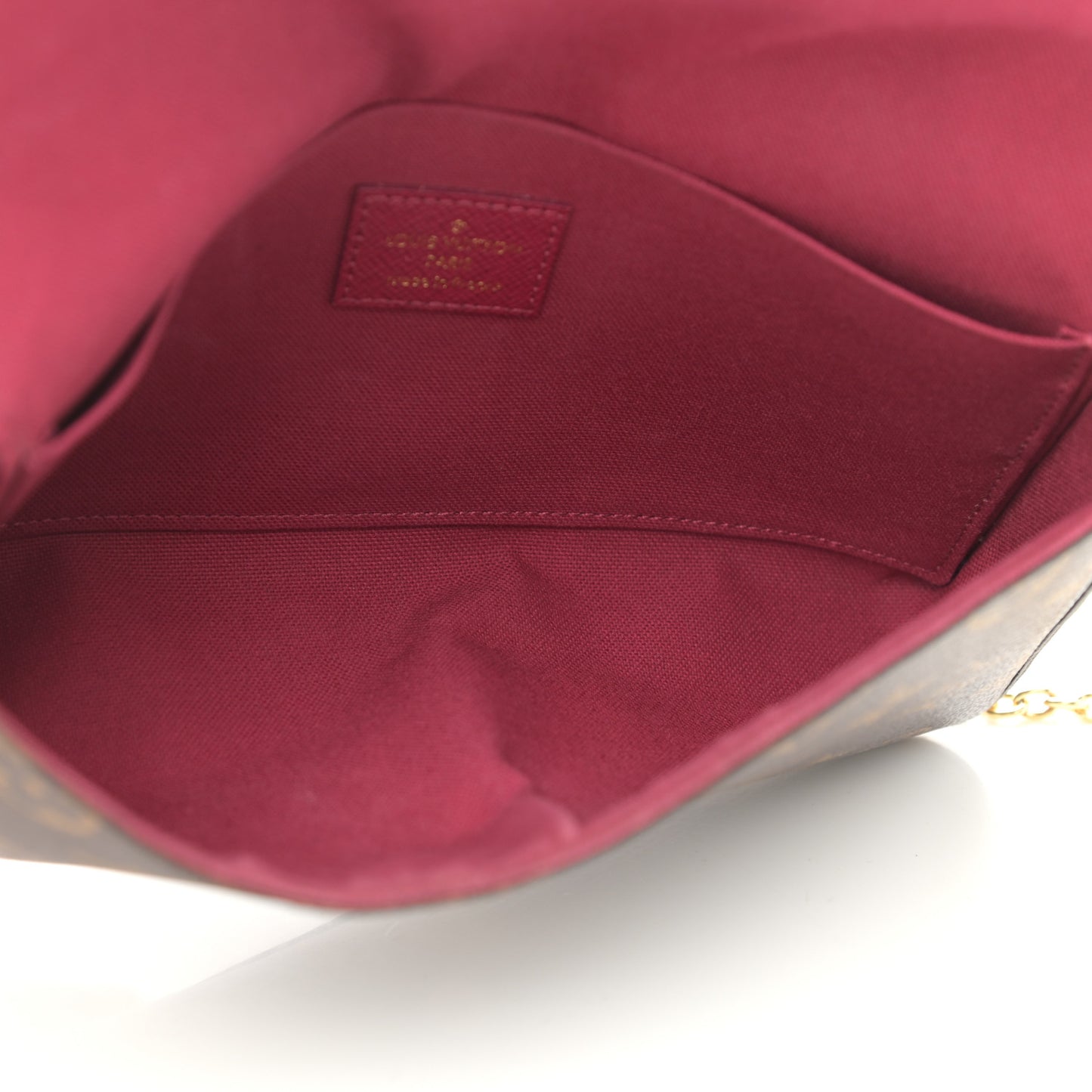Monogram Pochette Felicie Chain Wallet Fuchsia