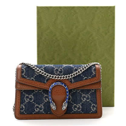 Gucci New Denim GG Monogram Dollar Calfskin Enamel Super Mini Dionysus Shoulder Bag Blue Tea Cuir Epilog Electric Blue 10 of 10